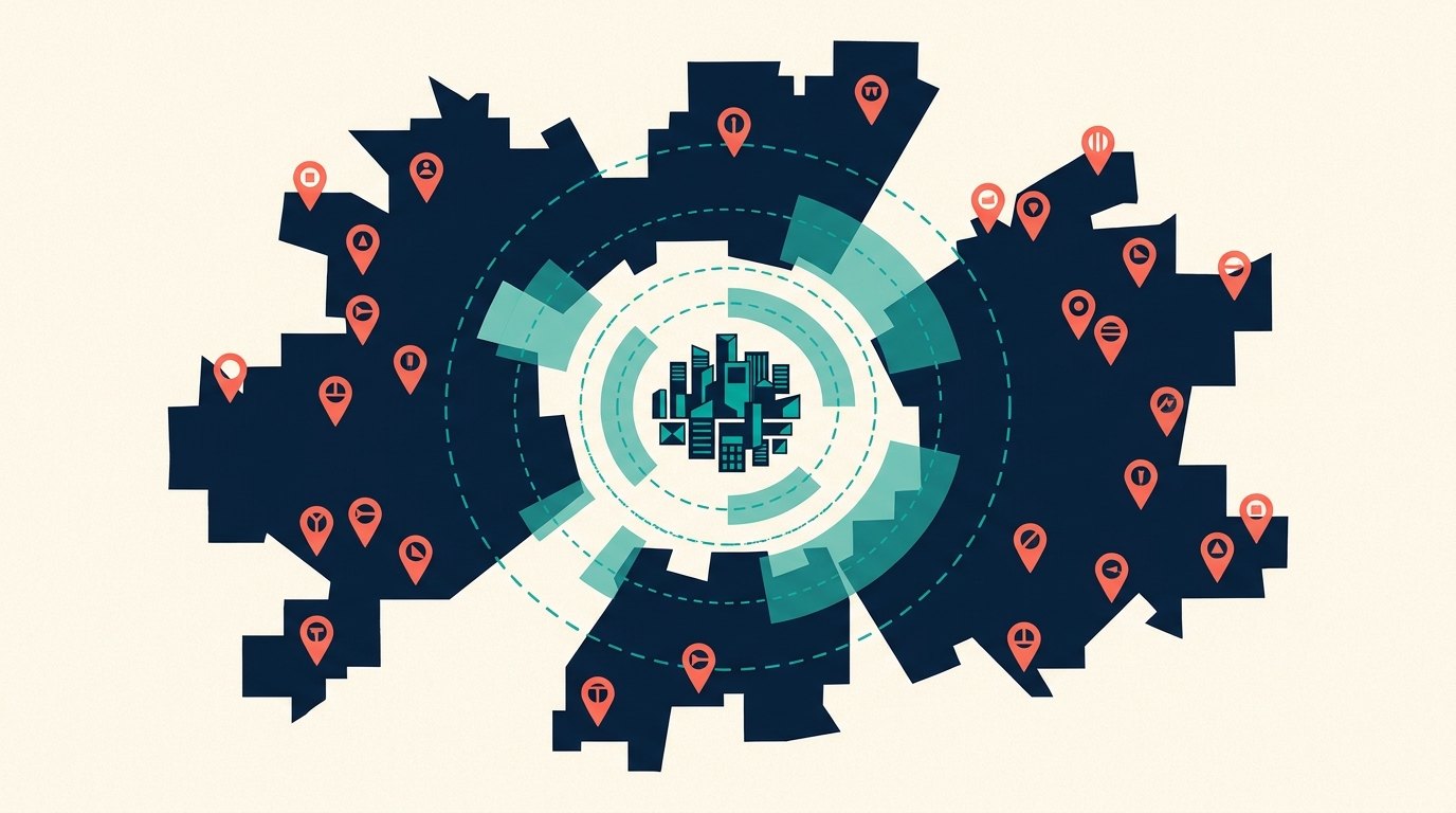 Map of Fort Worth's 347 square miles divided into service-area grids for local SEO coverage